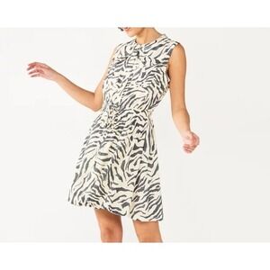 Nine West Womens Animal Print Sleeveless Utility Sz 2X Black Tan Elastic Waist